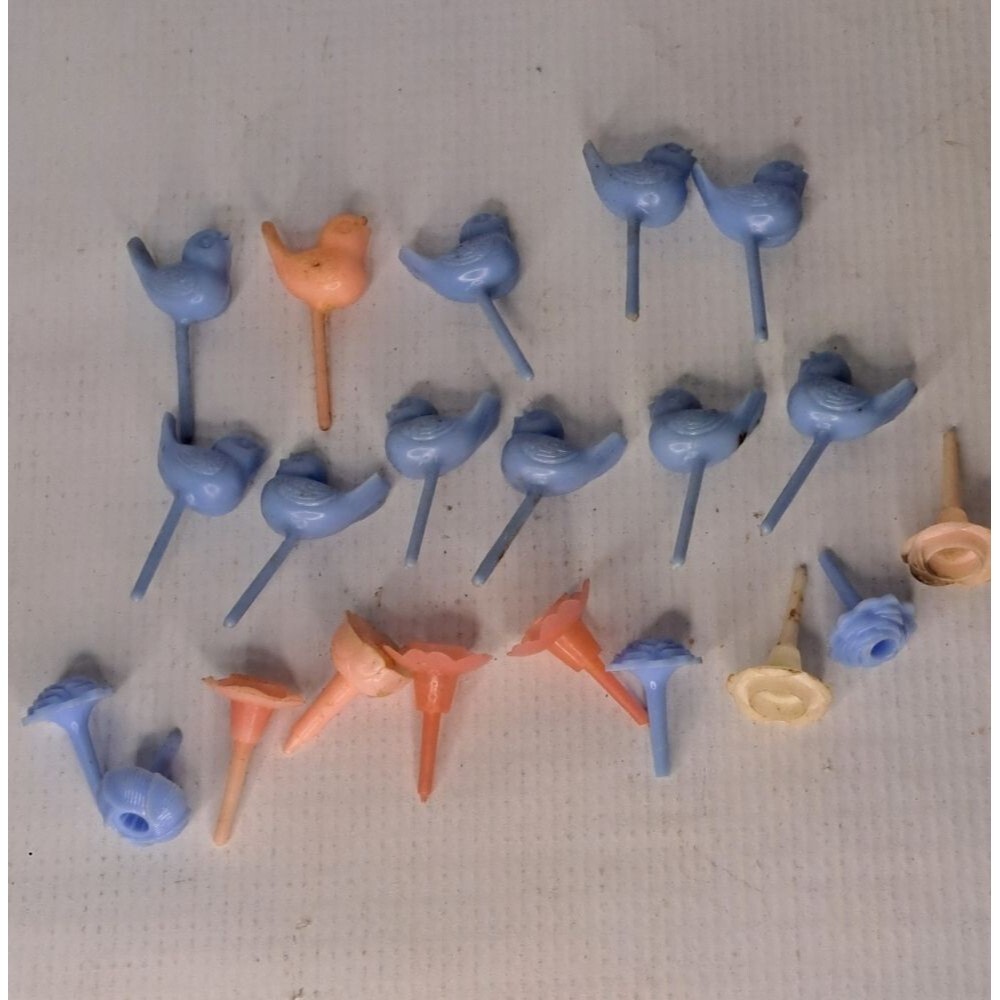 Vintage Bakelite Lot Candle Holders Cake Pins Birds Flowers 21pc.